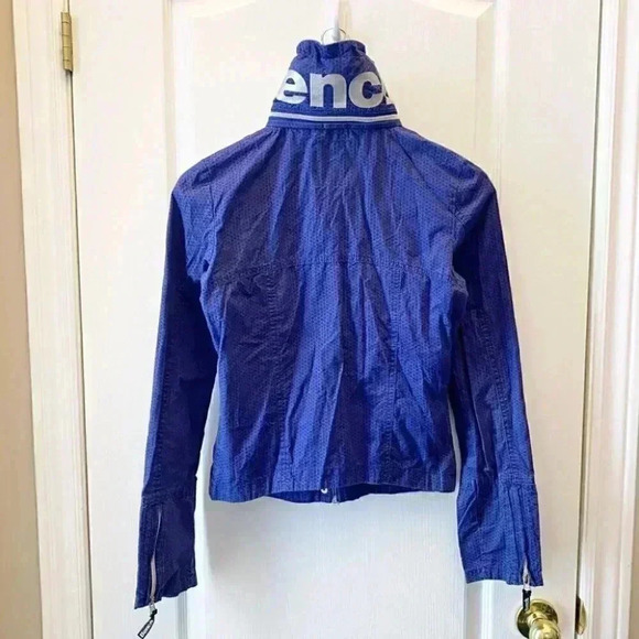 Bench Barbecue Windbreaker Jacket  Cropped Purple Black Geometric Print XS - Picture 6 of 15